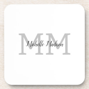 Monogrammed Modern Handwriting Name Initials Coaster
