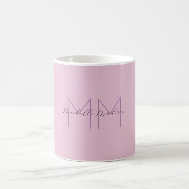 Monogrammed Modern Handwriting Name Initials Coffee Mug (Center)