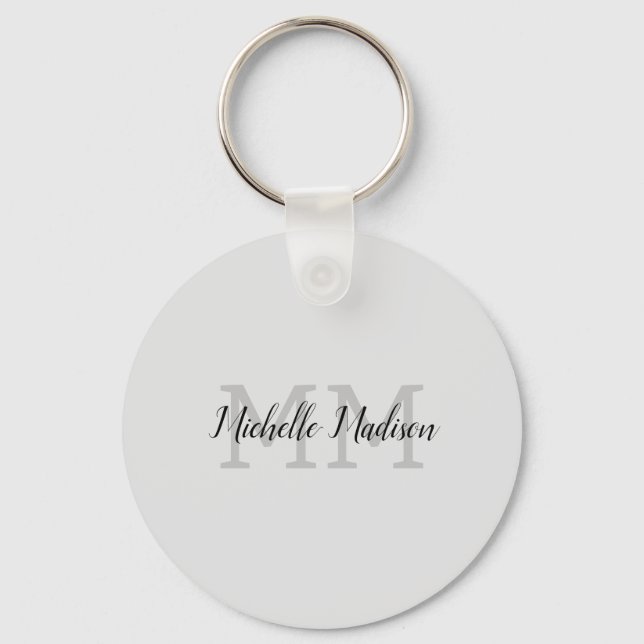 Monogrammed Modern Handwriting Name Initials Keychain (Front)