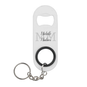 Monogrammed Modern Handwriting Name Initials Keychain Bottle Opener