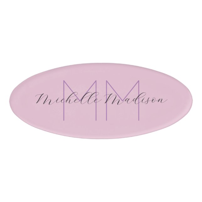 Monogrammed Modern Handwriting Name Initials Name Tag (Front)