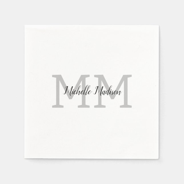 Monogrammed Modern Handwriting Name Initials Napkin (Front)