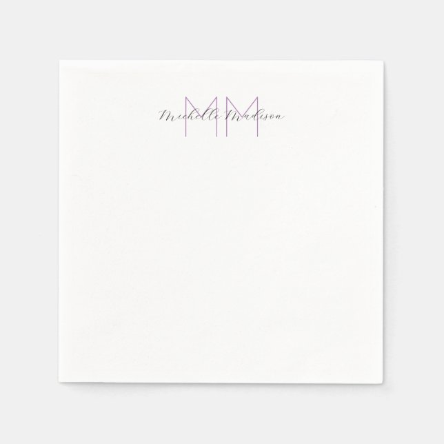 Monogrammed Modern Handwriting Name Initials Napkin (Front)