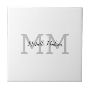 Monogrammed Modern Handwriting Name Initials Tile