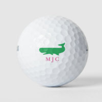 Monogrammed Modern Initials Pink Green Whale