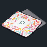 Monogrammed Modern Leaf Mosaic in Vibrant Pastels Laptop Sleeve<br><div class="desc">A gorgeous,  vibrant pastel personalized door mat with a leaf mosaic in shades of orange,  yellow,  teal and pink. Makes a wonderful gift.</div>