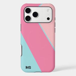 Monogrammed Modern Pastel Pink & Blue Abstract