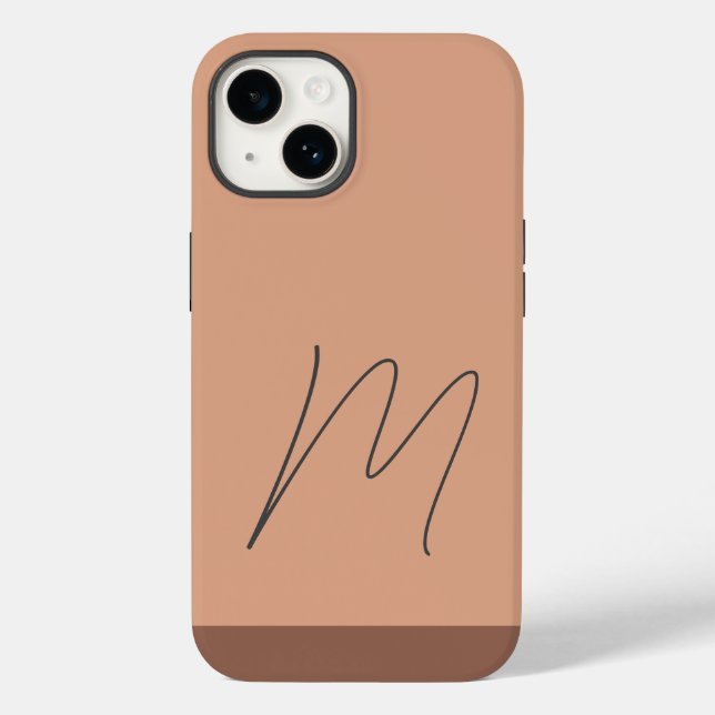 Monogrammed Modern Plain Initial Script Case-Mate iPhone Case (Back)