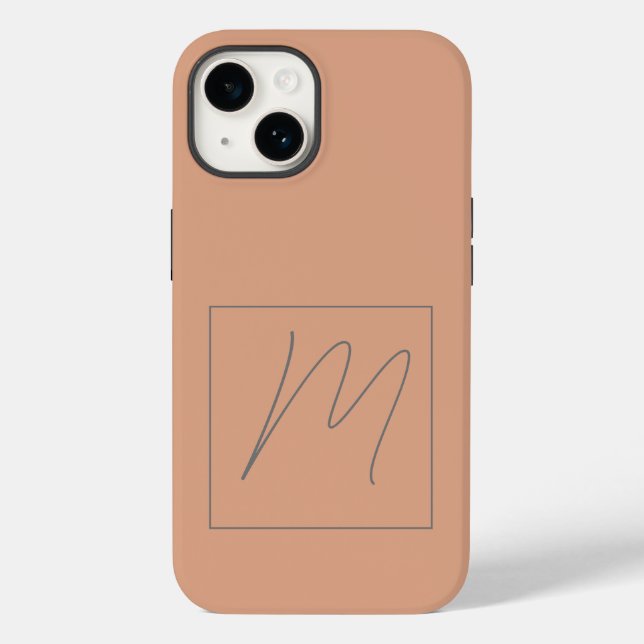 Monogrammed Modern Plain Initial Script Case-Mate iPhone Case (Back)