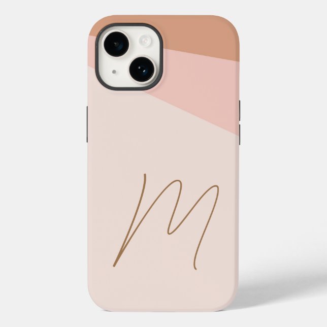 Monogrammed Modern Plain Initial Script Case-Mate iPhone Case (Back)