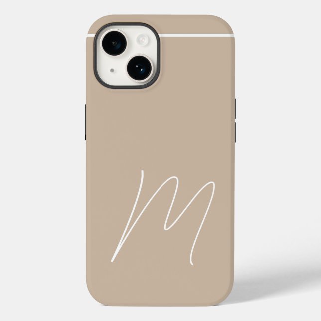 Monogrammed Modern Plain Initial Script Case-Mate iPhone Case (Back)