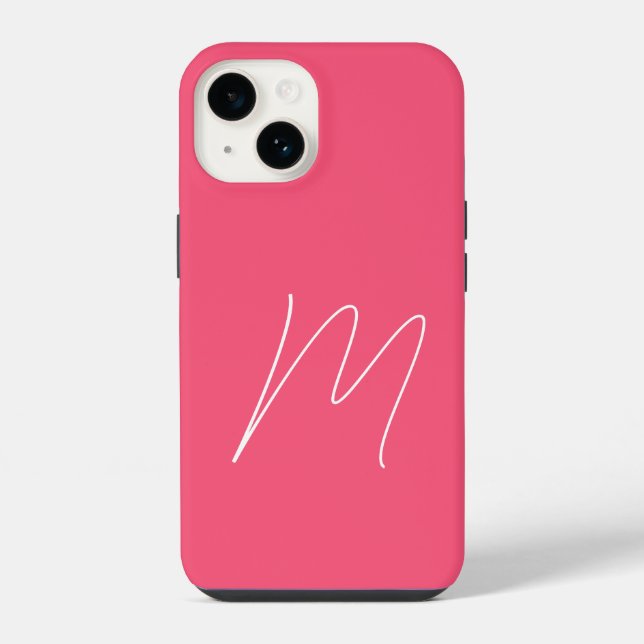 Monogrammed Modern Plain Initial Script Feminine iPhone Case (Back)