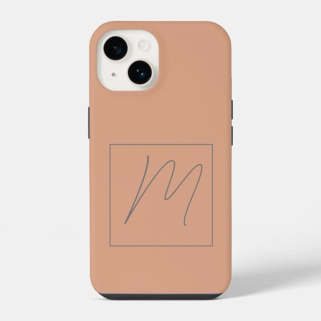 Monogrammed Modern Plain Initial Script iPhone Case (Back)