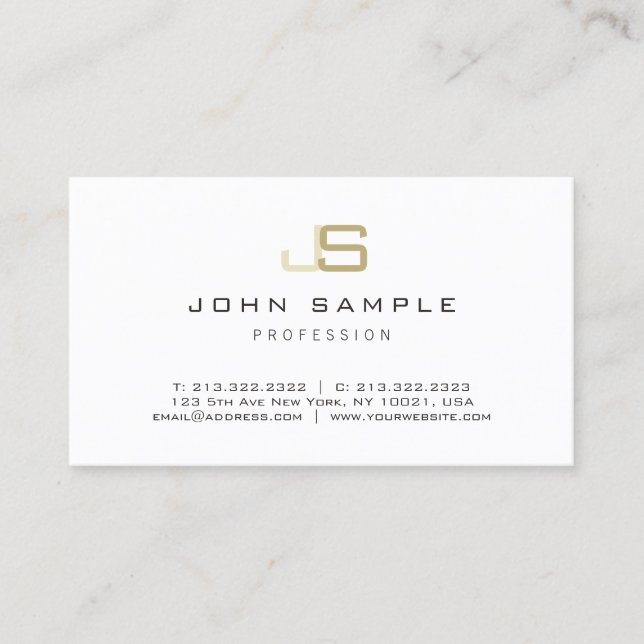 Monogrammed Modern Professional Elegant Simple Business Card (Front)