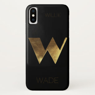 Monogrammed Monogram Initial W Black Gold Case-Mate iPhone Case