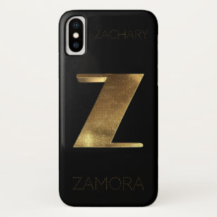 Monogrammed Monogram Initial Z Black Gold Case-Mate iPhone Case
