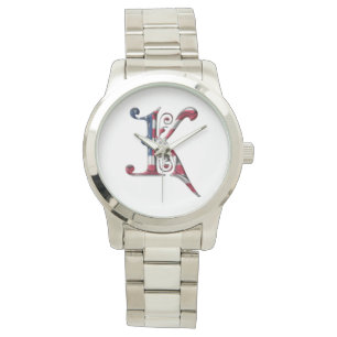 Monogrammed Monogram K American Flag Colours Watch