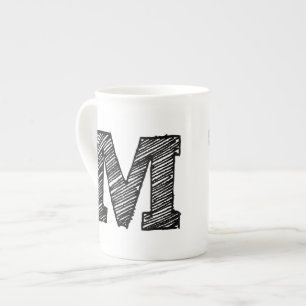 Monogrammed Mug: Letter "M" Bone China Mug