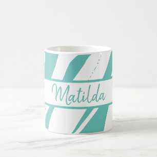 Monogrammed Mug Turquoise Blue Green White Gift
