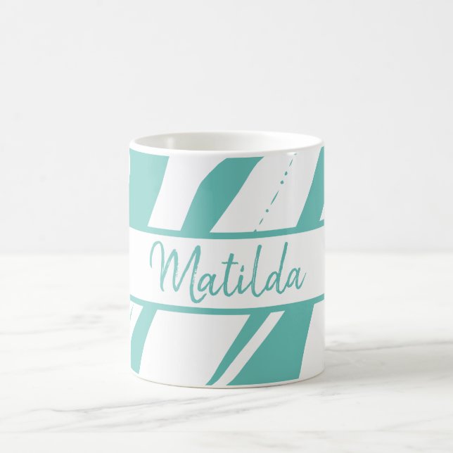 Monogrammed Mug Turquoise Blue Green White Gift (Center)