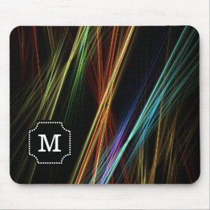 Monogrammed Multicolor Abstract lines Pattern Mouse Pad