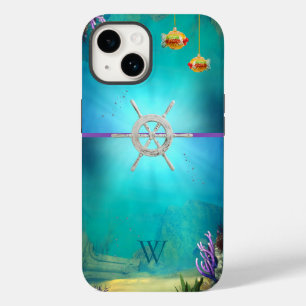 Monogrammed Multicolored Underwater Scene w/ Fish Case-Mate iPhone 14 Case