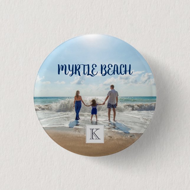 Monogrammed Myrtle Beach Souvenir Sand Surf 1 Inch Round Button (Front)