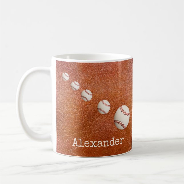 Monogrammed name baseball softball sports  coffee mug (Left)