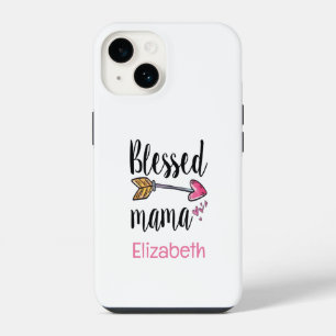 Monogrammed Name Blessed Mama Gift for Mom iPhone 14 Case