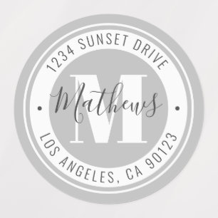 Monogrammed Name & Circular Text   Gray Waterproof