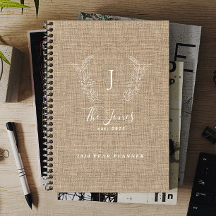 Monogrammed name custom family rustic 2027 planner