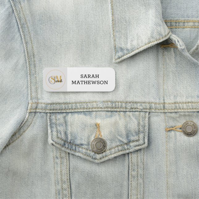 Monogrammed Name & Elegant Signature Name Tag (In Situ)