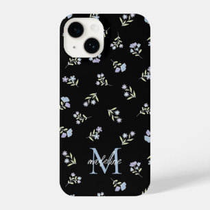 Monogrammed Name & Initial Blue Purple Pretty iPhone 14 Case