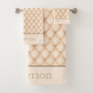 Monogrammed Name Initials Champagne Gift Bath Towel Set