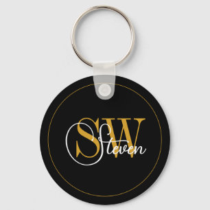 Monogrammed Name & Modern Signature Keychain