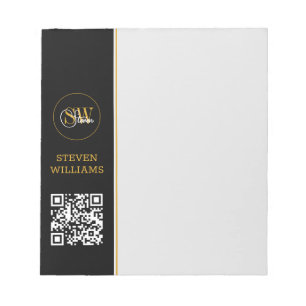 Monogrammed Name & Modern Signature / QR Code Notepad