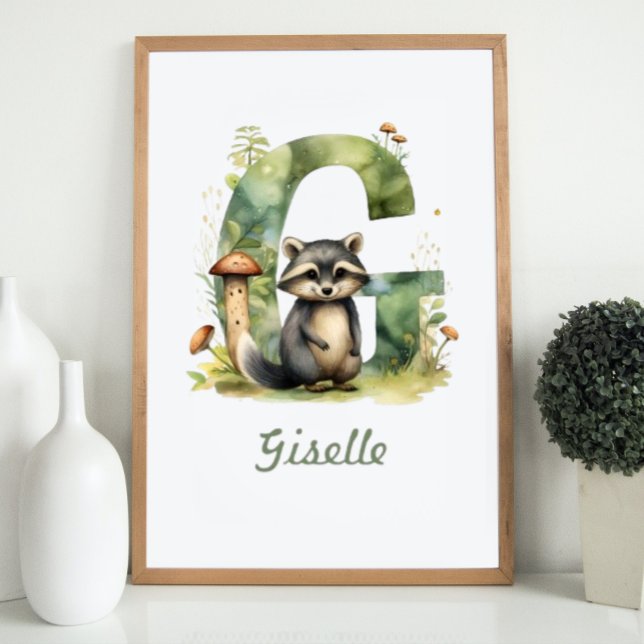 Monogrammed Name Nursery Poster Woodland Letter G (Monogrammed Name Nursery Poster Woodland Letter G)