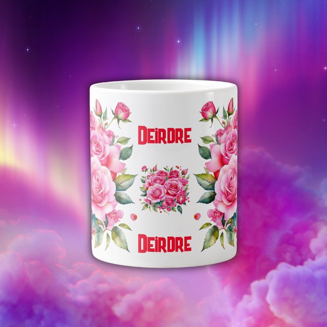 Monogrammed Name Pink Roses | Large Coffee Mug (Creator Uploaded)