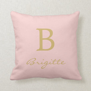 Monogrammed Name Script Initial B Modern Pink Throw Pillow