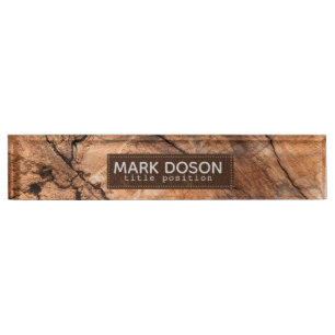 Monogrammed Natural Wood Nameplate
