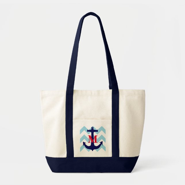 Monogrammed Nautical Tote Bag (Front)