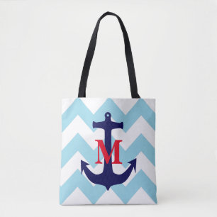 Monogrammed Nautical Tote Bag