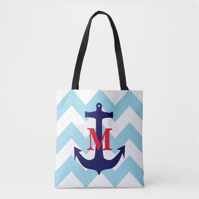 Monogrammed Nautical Tote Bag (Front)