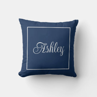 Monogrammed navy blue Throw Pillow