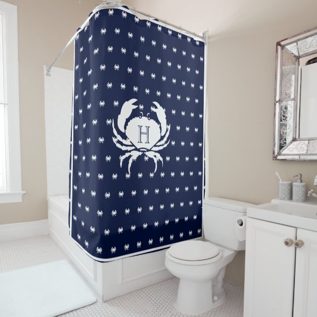 Monogrammed Navy Blue White Crab Nautical  (In Situ)