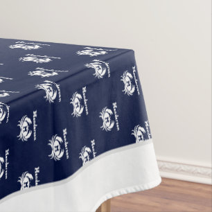 Monogrammed Navy Blue White Crab Nautical Tablec Tablecloth