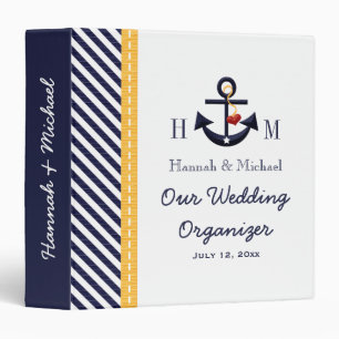 Monogrammed Navy Yellow Anchor Wedding Planner Binder