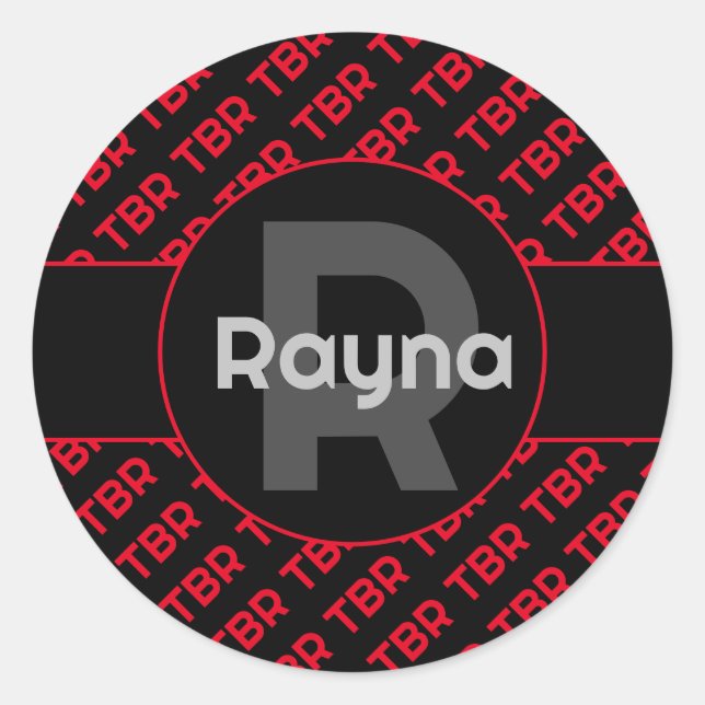 Monogrammed Never Ending TBR Classic Round Sticker (Front)