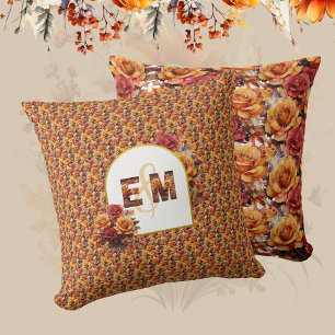 Monogrammed Newlyweds Anniversary Wedding Gift     Throw Pillow
