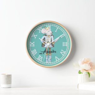 Monogrammed Nutcracker Blue Clock